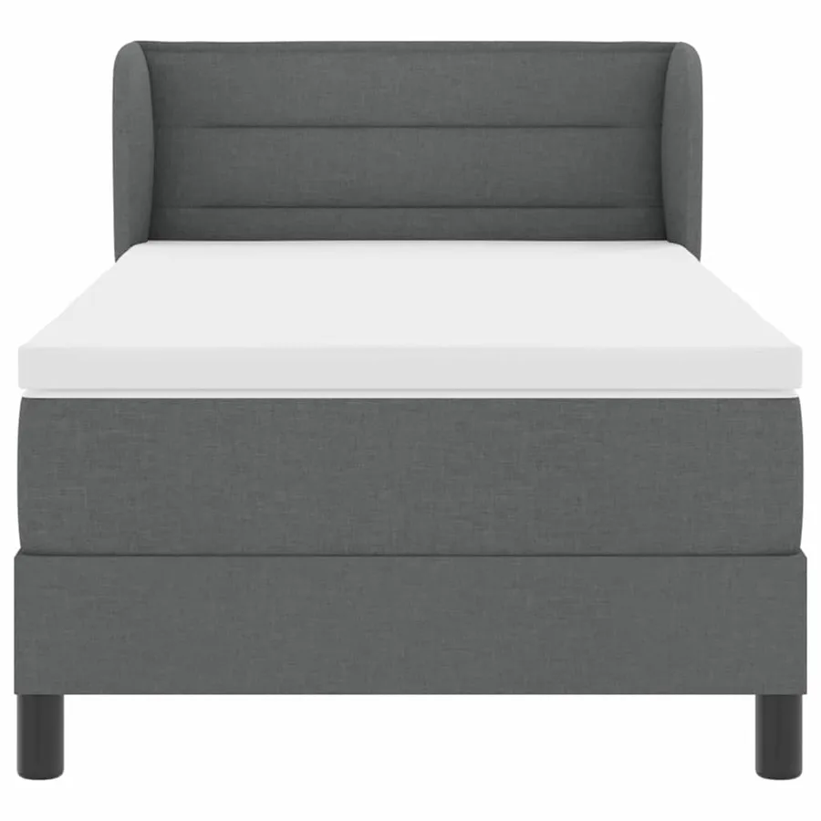 Lit à ressorts avec matelas Gris foncé 100 x 200 cm tissu - 7