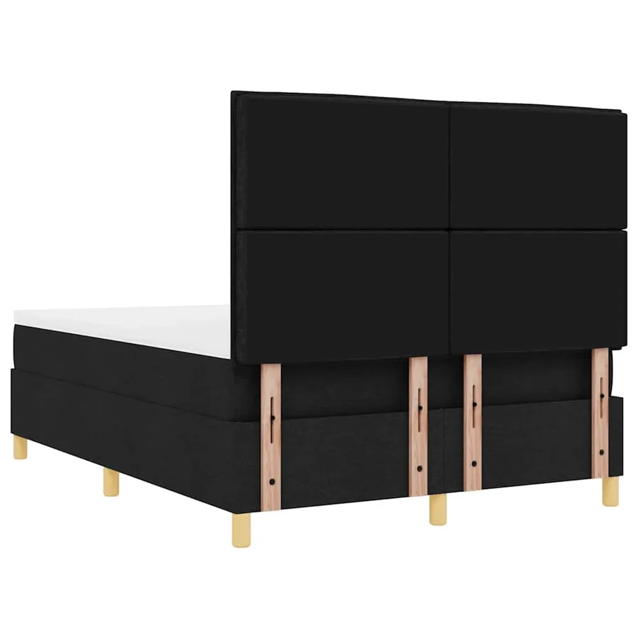 Lit à ressorts avec matelas Noir 140 x 200 cm tissu - 9