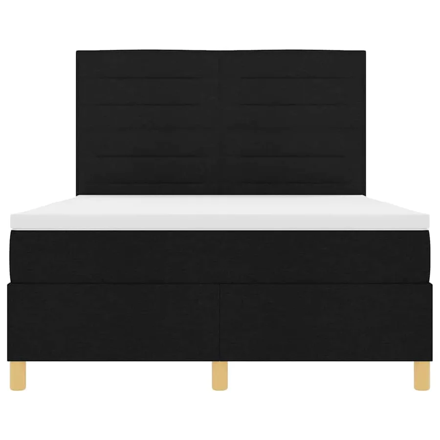 Lit à ressorts avec matelas Noir 140 x 190 cm tissu - 7