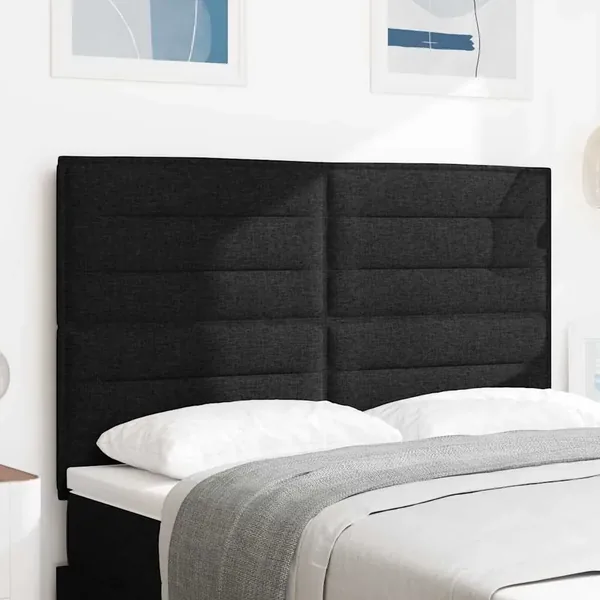 Tête de lit LED avec bandes LED Noir 144 cm tissu