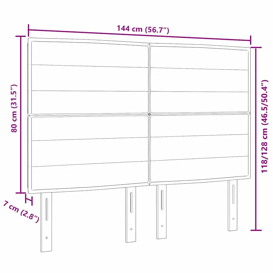 Tête de lit LED avec bandes LED Noir 144 cm tissu - 10