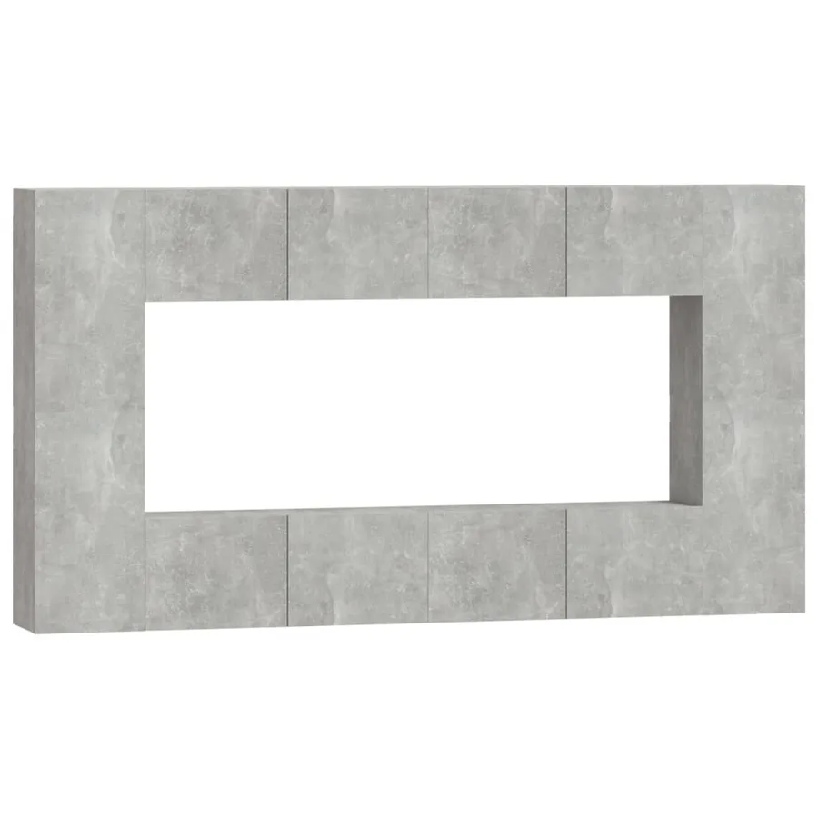 Ensemble de meubles TV 8 pcs Gris béton Bois d'ingénierie - 2
