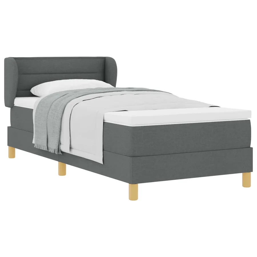 Lit à ressorts avec matelas Gris foncé 100 x 200 cm tissu - 2