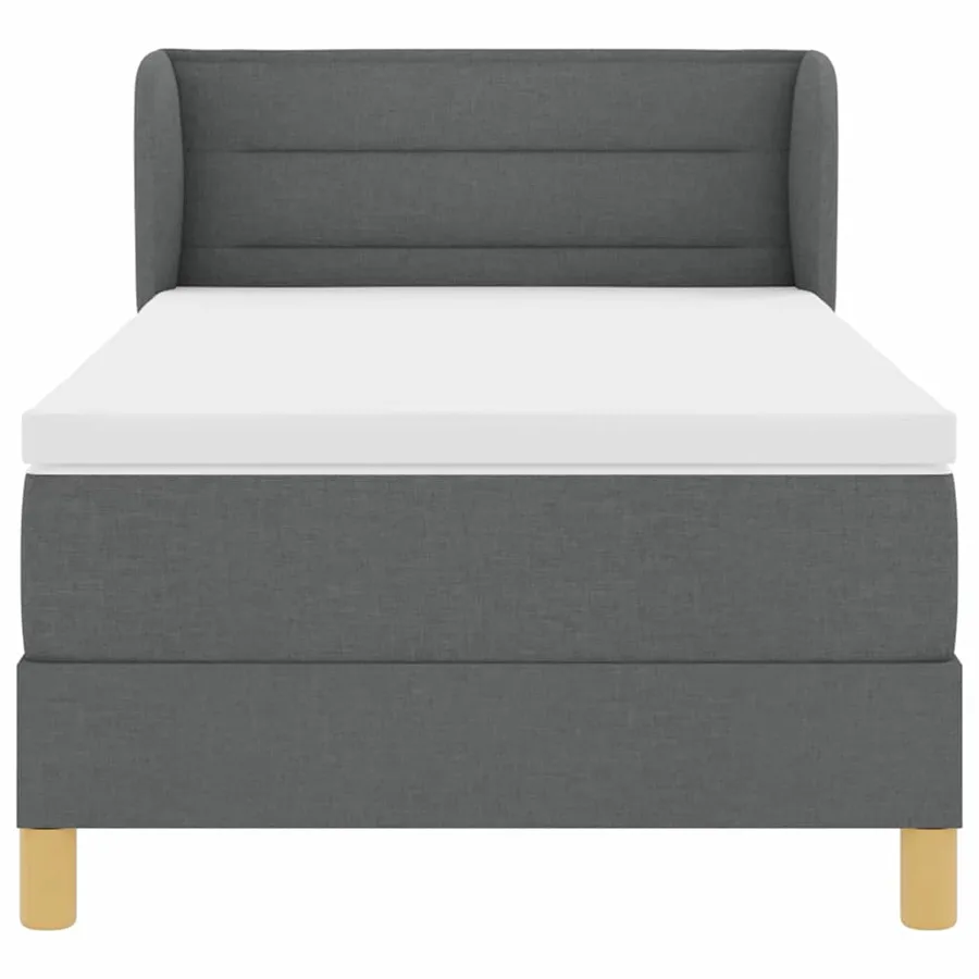Lit à ressorts avec matelas Gris foncé 100 x 200 cm tissu - 7