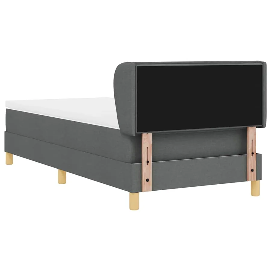 Lit à ressorts avec matelas Gris foncé 100 x 200 cm tissu - 9