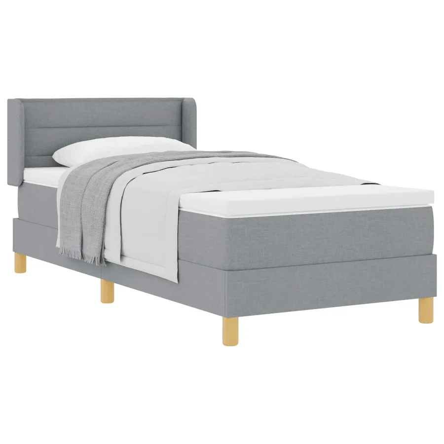 Lit à ressorts avec matelas Gris clair 200 x 90 cm tissu - 2