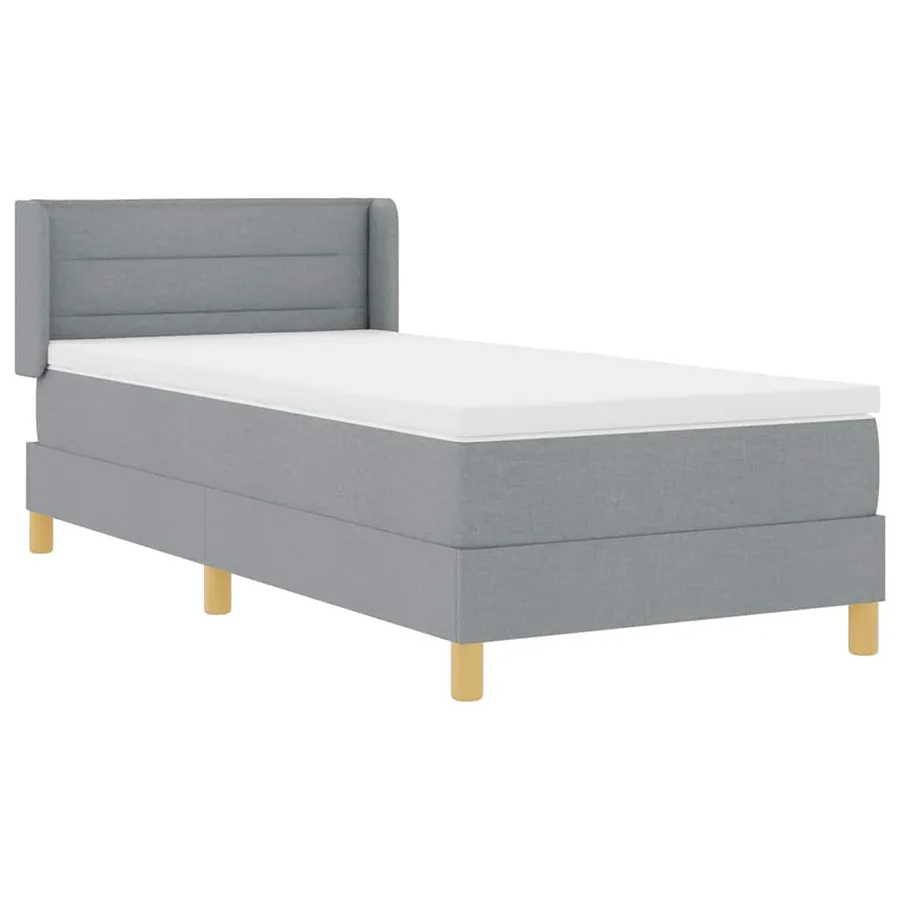 Lit à ressorts avec matelas Gris clair 200 x 90 cm tissu - 6