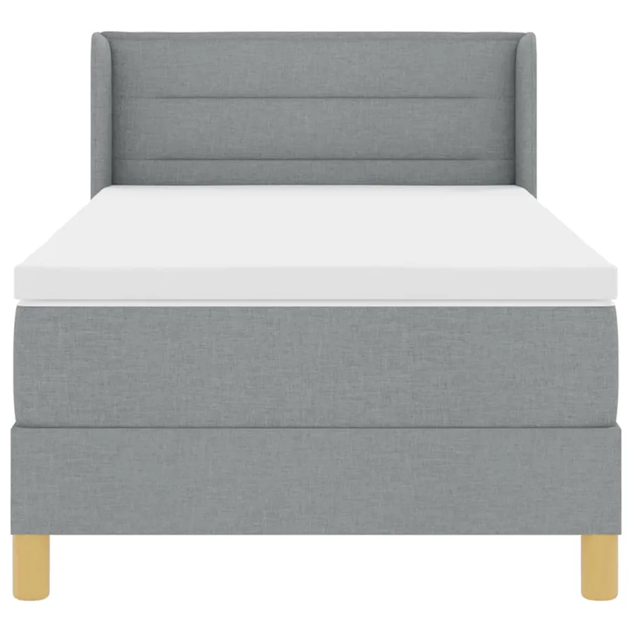 Lit à ressorts avec matelas Gris clair 200 x 90 cm tissu - 7
