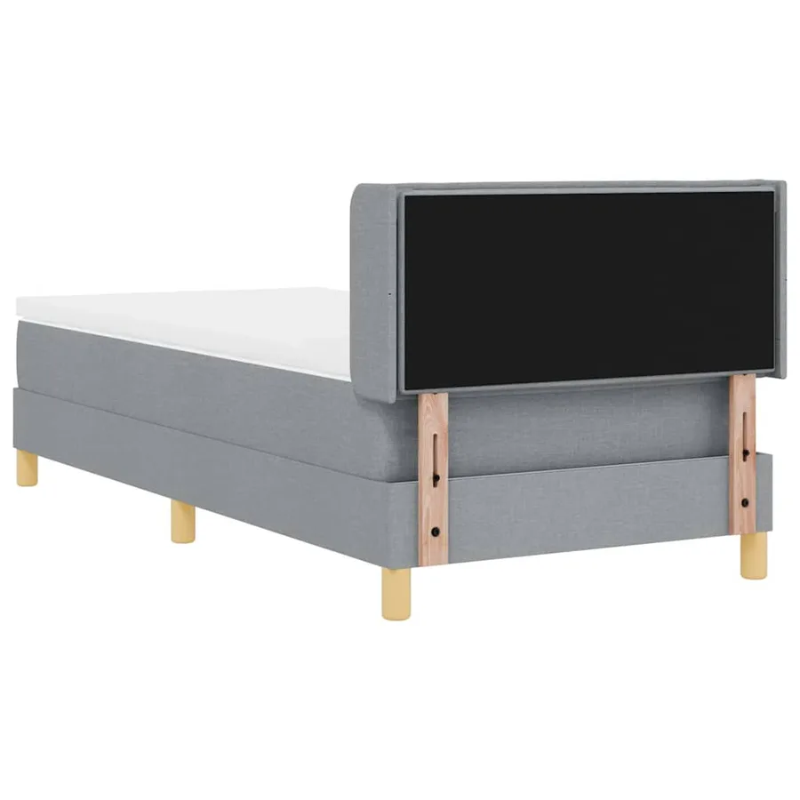 Lit à ressorts avec matelas Gris clair 200 x 90 cm tissu - 9