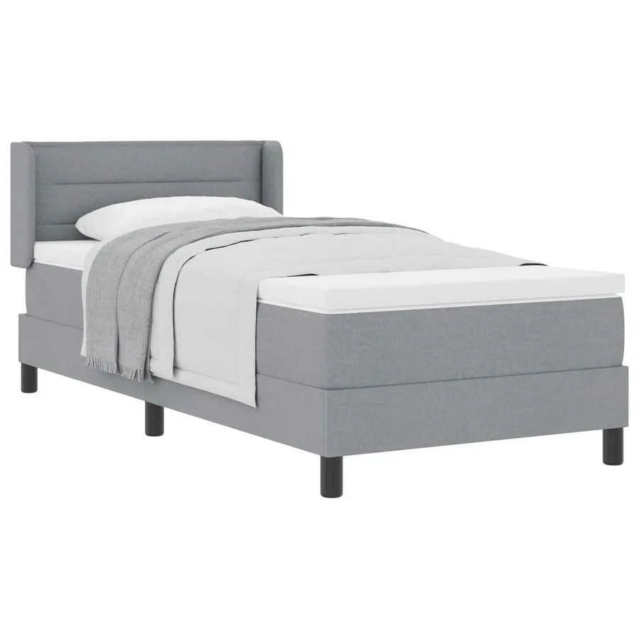 Lit à ressorts avec tête de lit Gris clair 200 x 90 cm tissu - 2