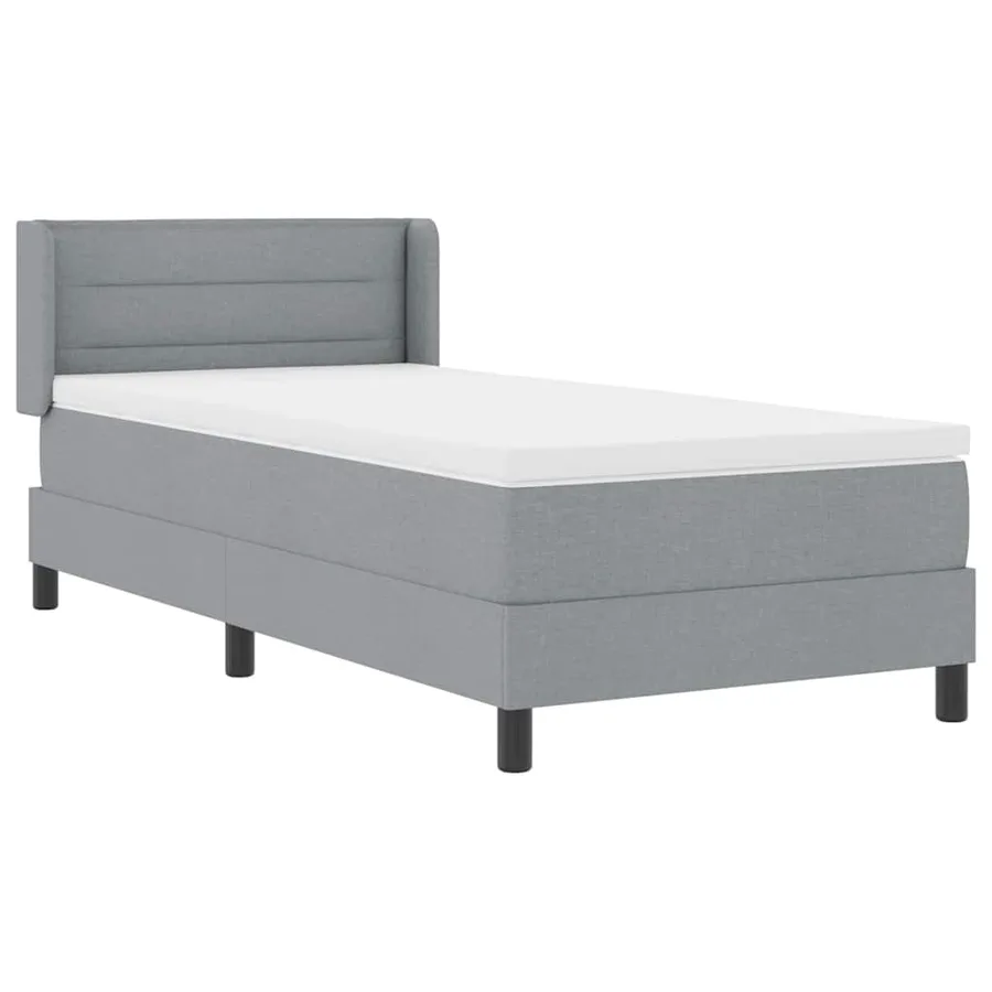 Lit à ressorts avec tête de lit Gris clair 200 x 90 cm tissu - 6