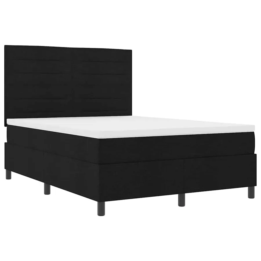 Lit à ressorts avec matelas avec LED Noir 140 x 190 cm tissu - 6