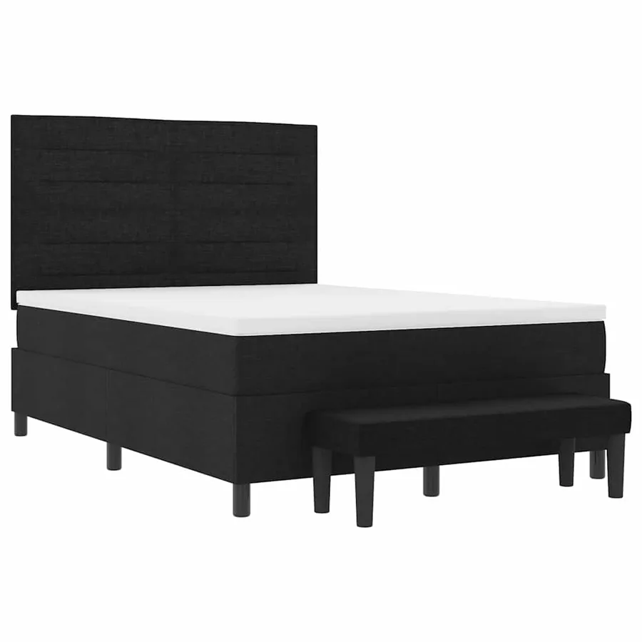 Lit à ressorts avec tête de lit Noir 140 x 200 cm tissu - 7