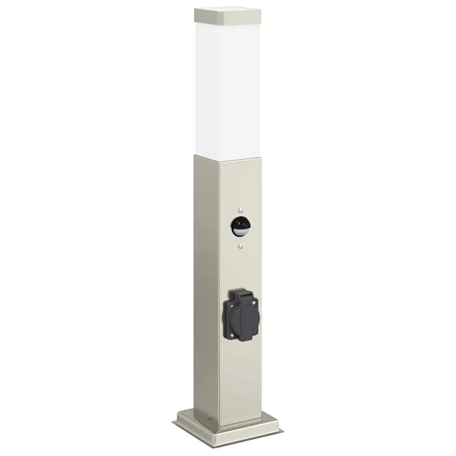 Bornes lumineuses avec détecteur et prise lot de 3 50 cm acier inoxydable IP44 - 4