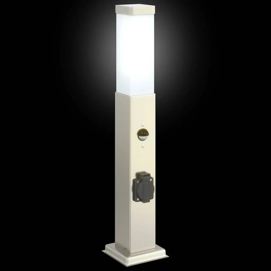 Bornes lumineuses avec détecteur et prise lot de 3 50 cm acier inoxydable IP44 - 5