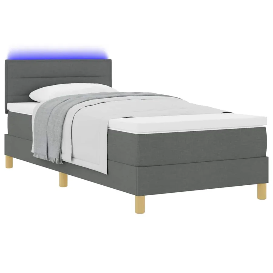 Lit à ressort LED avec bandes LED Gris foncé 90 x 190 cm tissu - 3