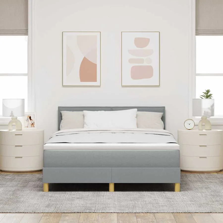 Lit à ressort LED avec bandes LED Gris clair 140 x 190 cm tissu - 4