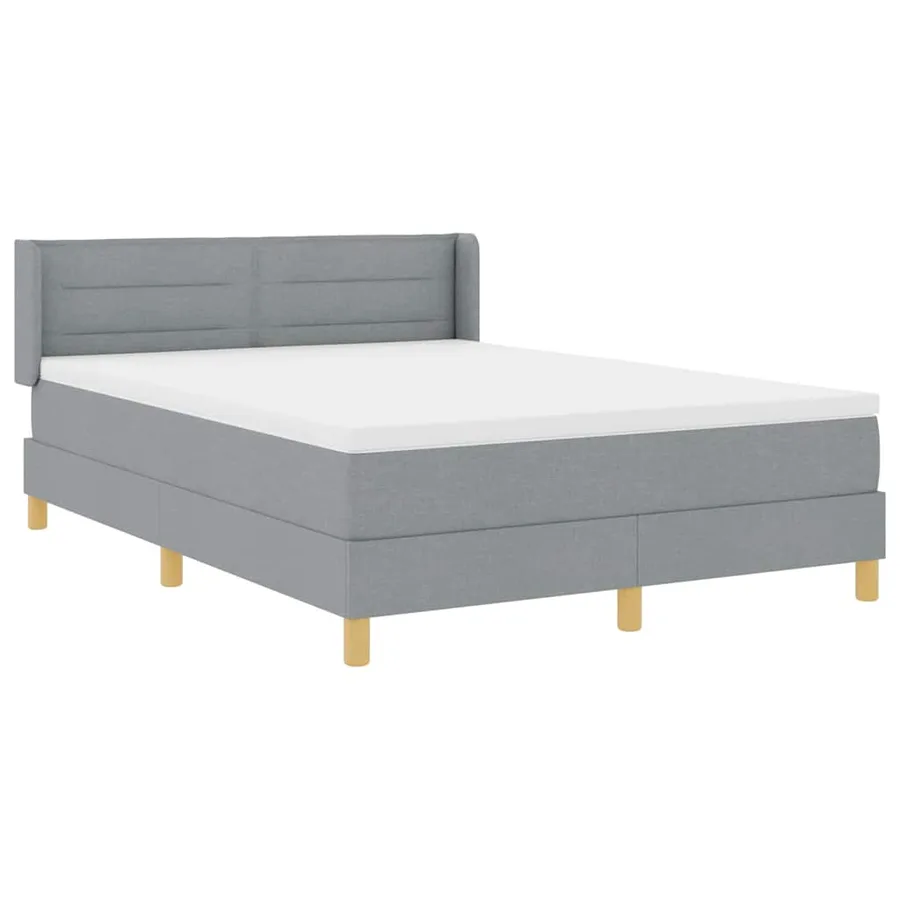 Lit à ressorts avec matelas Gris clair 190 x 140 cm tissu - 6