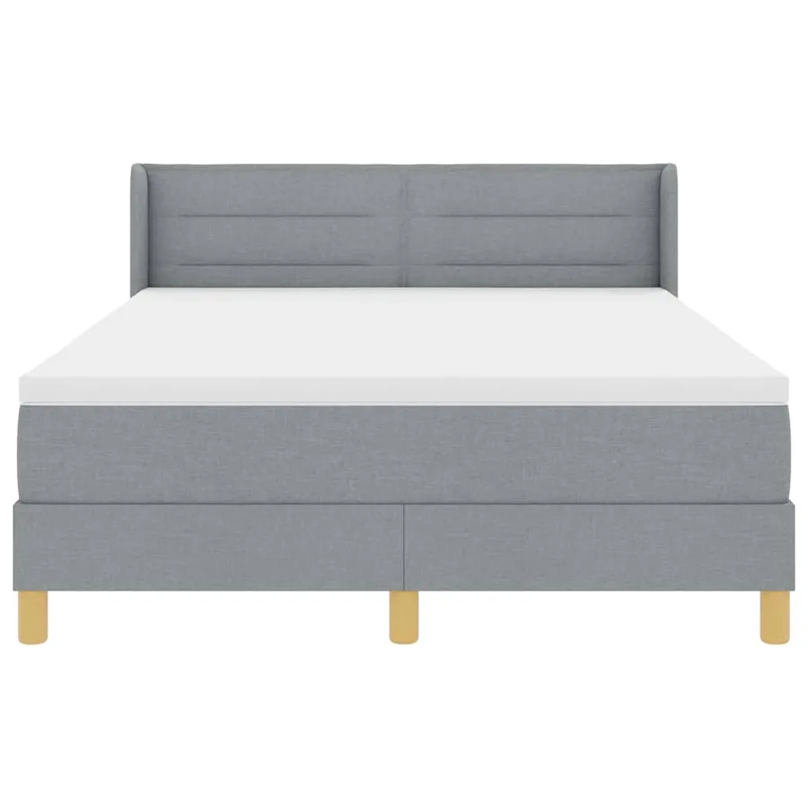 Lit à ressorts avec matelas Gris clair 190 x 140 cm tissu - 7