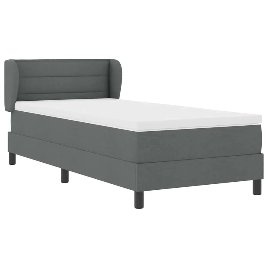 Lit à ressorts avec matelas Gris foncé 90 x 200 cm tissu - 6