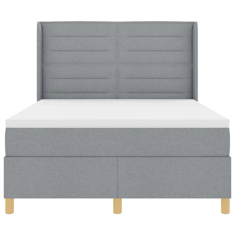 Lit à ressorts avec bandes LED Gris clair 140 x 200 cm tissu - 7
