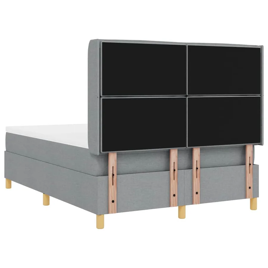 Lit à ressorts avec bandes LED Gris clair 140 x 200 cm tissu - 9