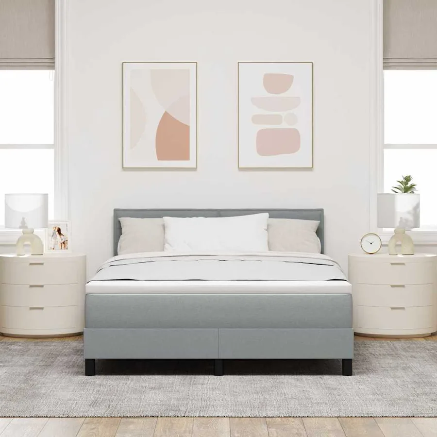Lit à ressorts avec tête de lit Gris clair 140 x 200 cm tissu - 3