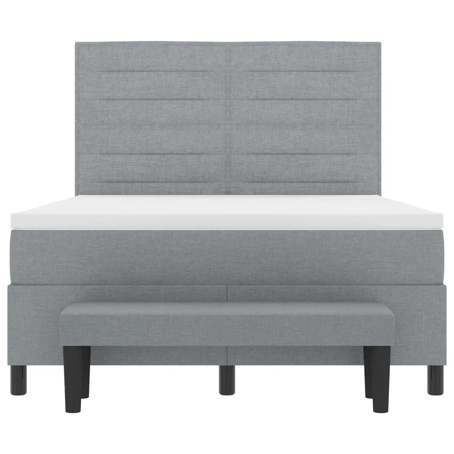 Lit à ressorts avec tête de lit Gris clair 140 x 190 cm tissu - 2