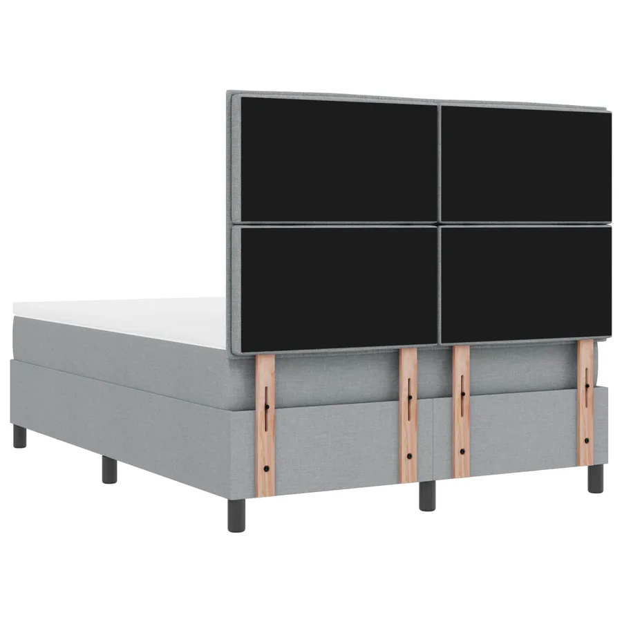 Lit à ressorts avec tête de lit Gris clair 140 x 190 cm tissu - 6