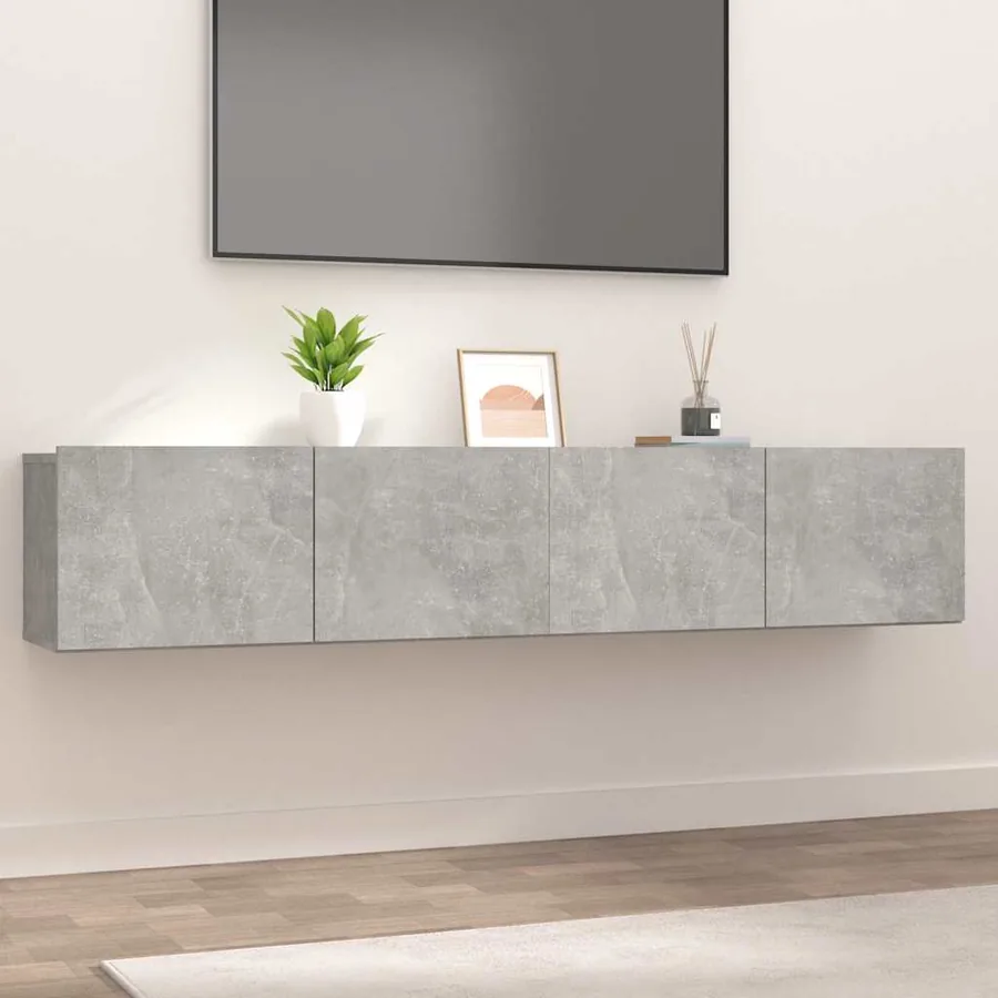 Meubles TV 2 pcs gris béton 80x30x30 cm bois d'ingénierie