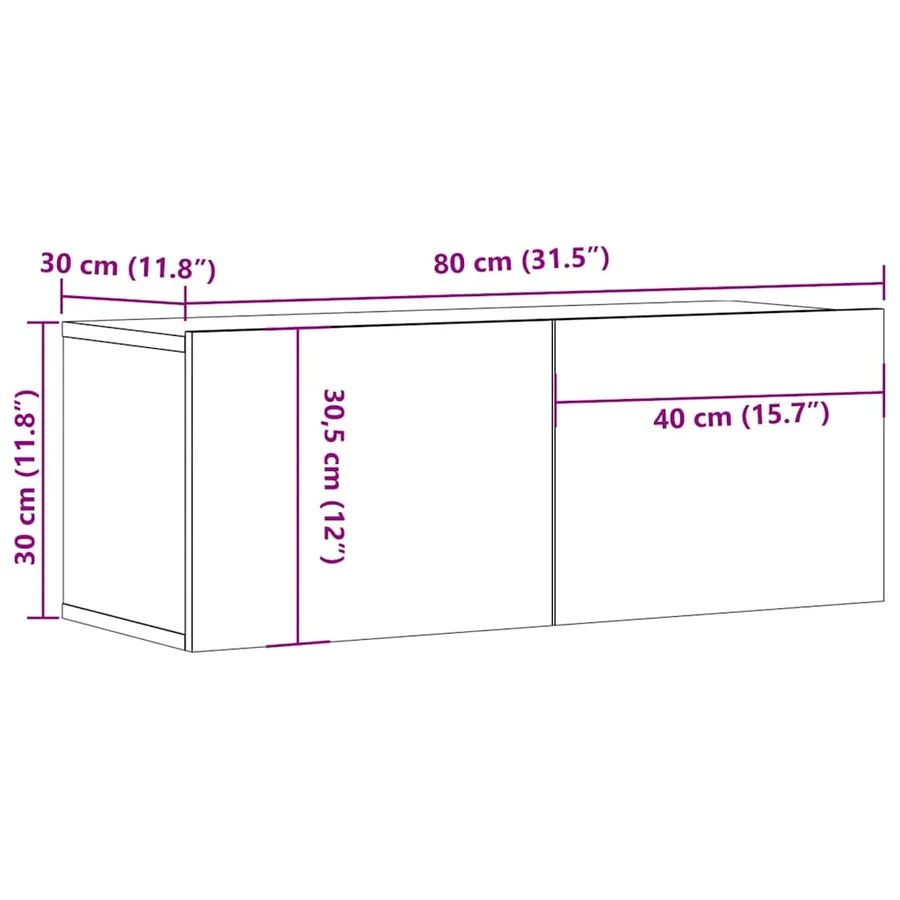Meubles TV 2 pcs gris béton 80x30x30 cm bois d'ingénierie - 10