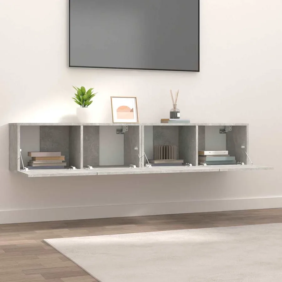 Meubles TV 2 pcs gris béton 80x30x30 cm bois d'ingénierie - 3