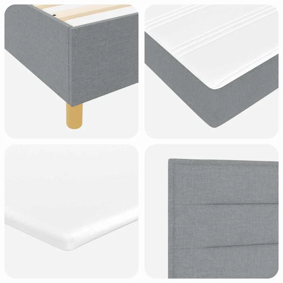 Lit à ressorts avec tête de lit Gris clair 200 x 140 cm tissu - 10