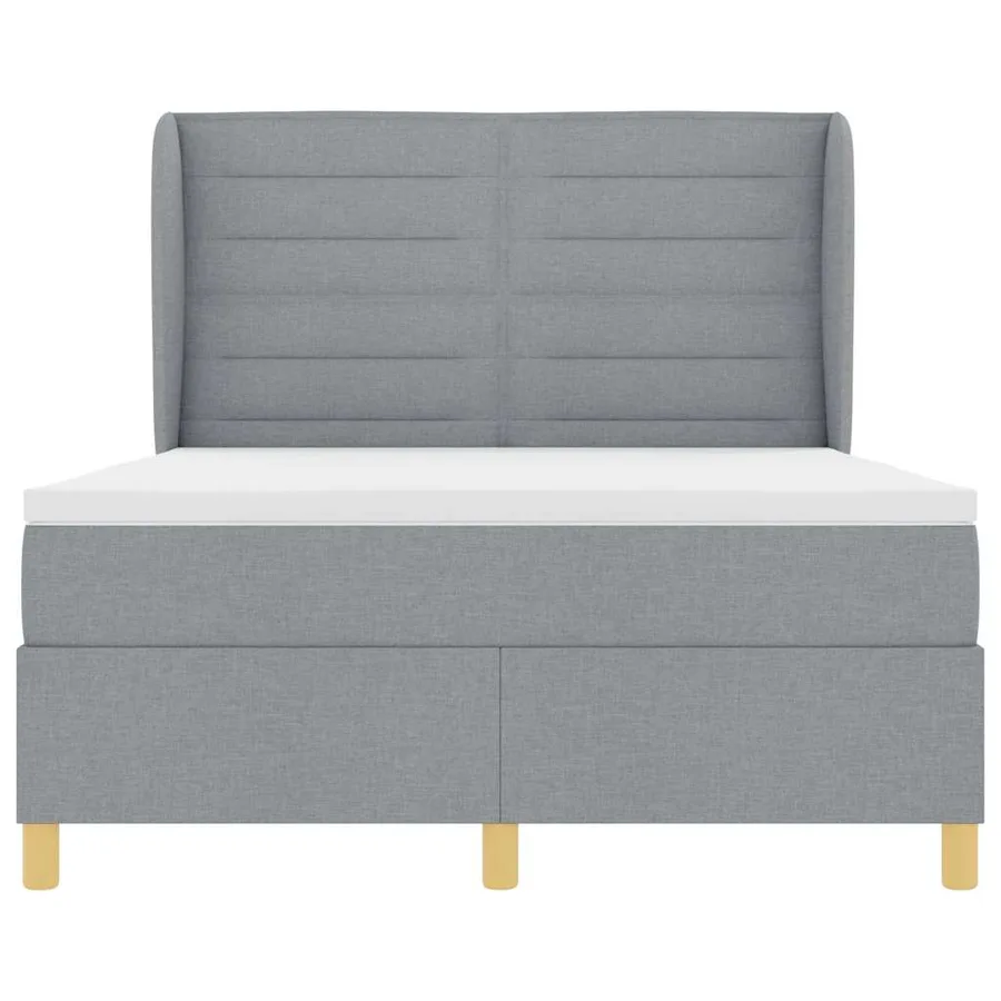 Lit à ressorts avec tête de lit Gris clair 200 x 140 cm tissu - 7