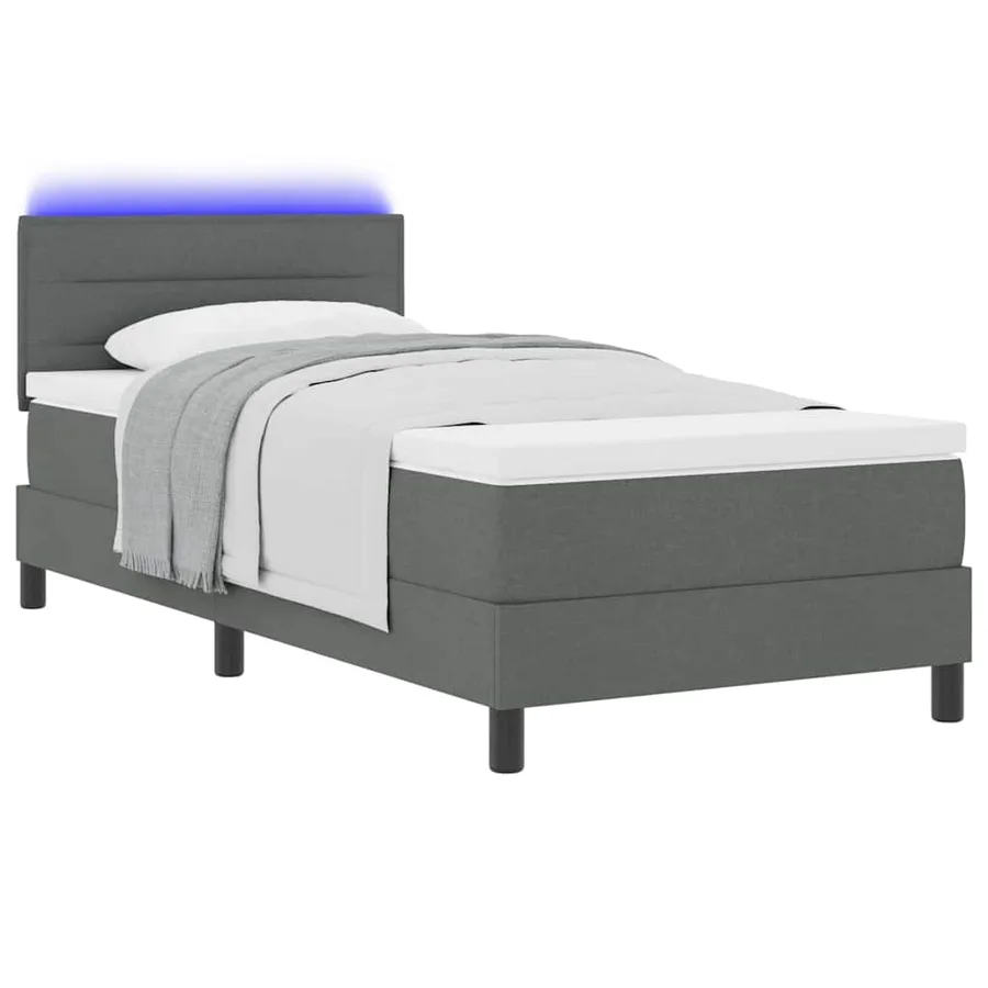Lit à ressorts avec matelas Gris foncé 90 x 190 cm tissu - 3