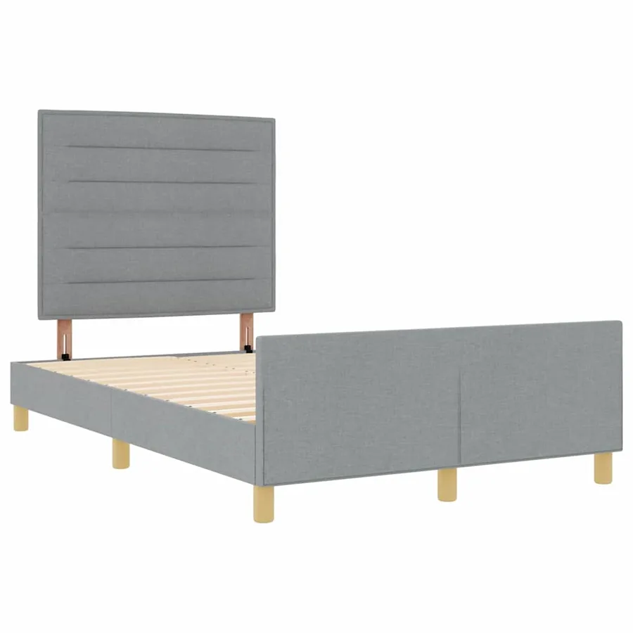 Cadre de lit avec tête de lit Gris clair 140 x 190 cm tissu - 5