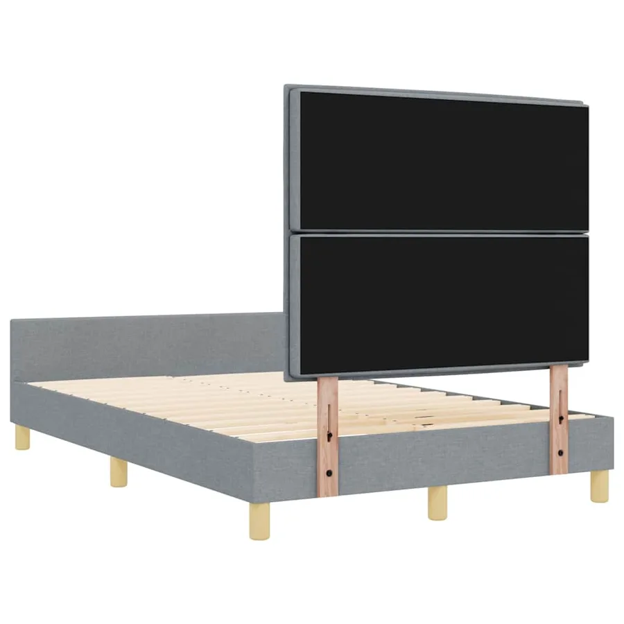 Cadre de lit avec tête de lit Gris clair 140 x 190 cm tissu - 9