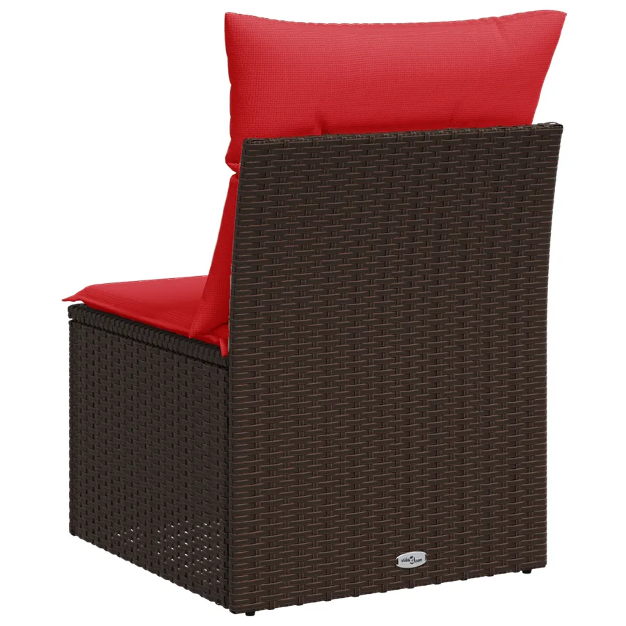 Canapé de jardin sans accoudoirs avec coussins en polyrotin marron - 5