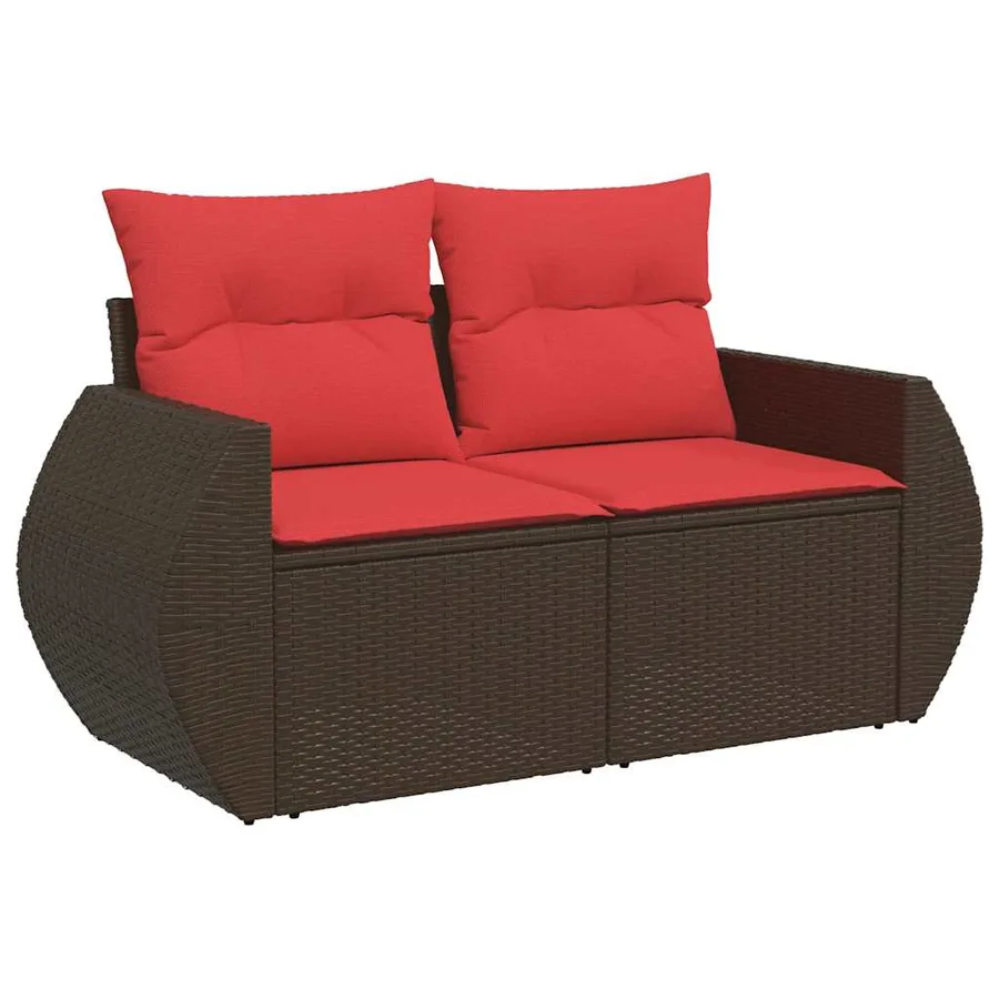 Ensemble de canapé de jardin 6 pcs avec coussins marron résine tressée - 3