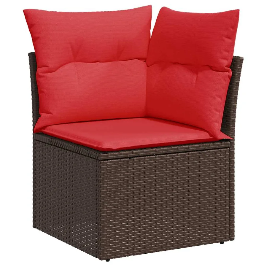 Ensemble de canapé de jardin 6 pcs avec coussins marron résine tressée - 6