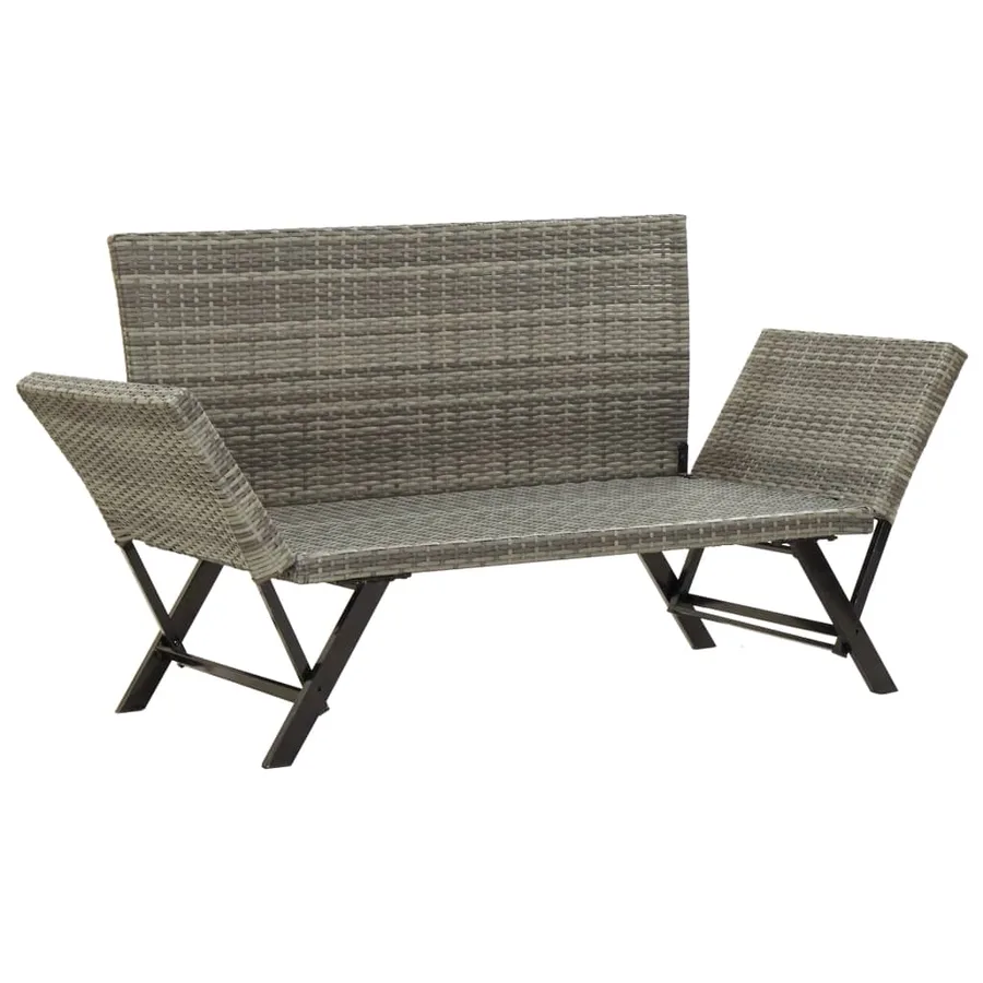Banc de jardin avec coussins 176 cm Gris Résine tressée - 6