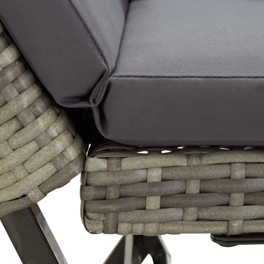 Banc de jardin avec coussins 176 cm Gris Résine tressée - 7