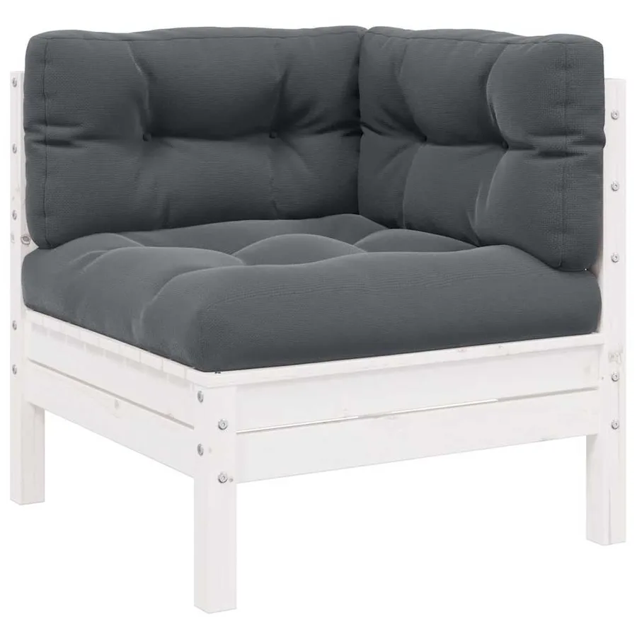 Salon de jardin 3 pcs avec coussins Blanc Bois de pin massif - 3