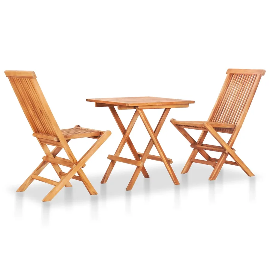 Ensemble de bistro 3 pcs avec coussins anthracite Bois de teck - 2