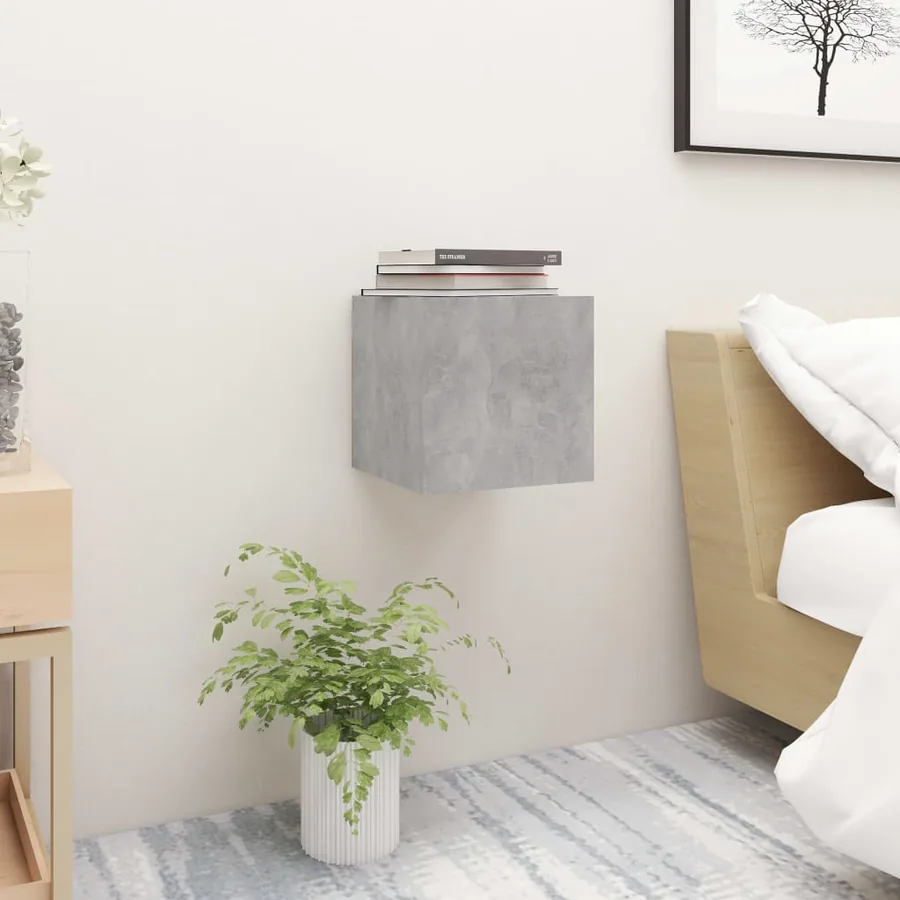Table de chevet Gris béton 30,5x30x30 cm Bois d'ingénierie