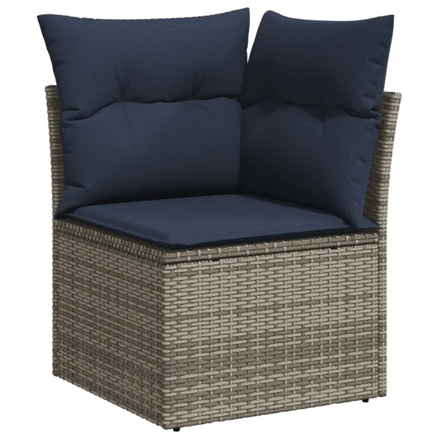 Ensemble de canapé de jardin 6 pcs avec coussins gris résine tressée - 4