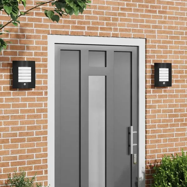 Applique Murale Extérieure 2 pcs Noir 23.5 x 9 x 26 cm