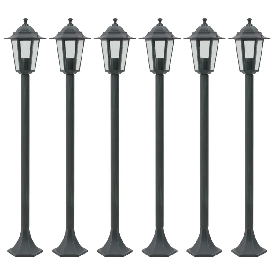 Lampe de jardin à piquet 6 pcs E27 110 cm Aluminium Vert foncé