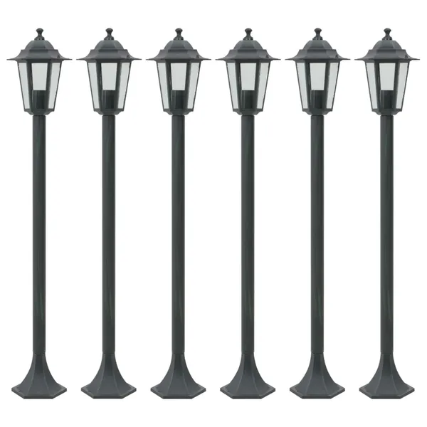 Lampe de jardin à piquet 6 pcs E27 110 cm Aluminium Vert foncé