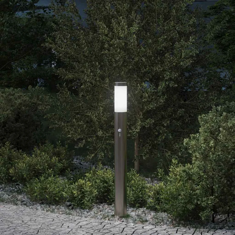 Borne lumineuse avec détecteur 80 cm en acier inoxydable IP44